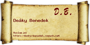 Deáky Benedek névjegykártya